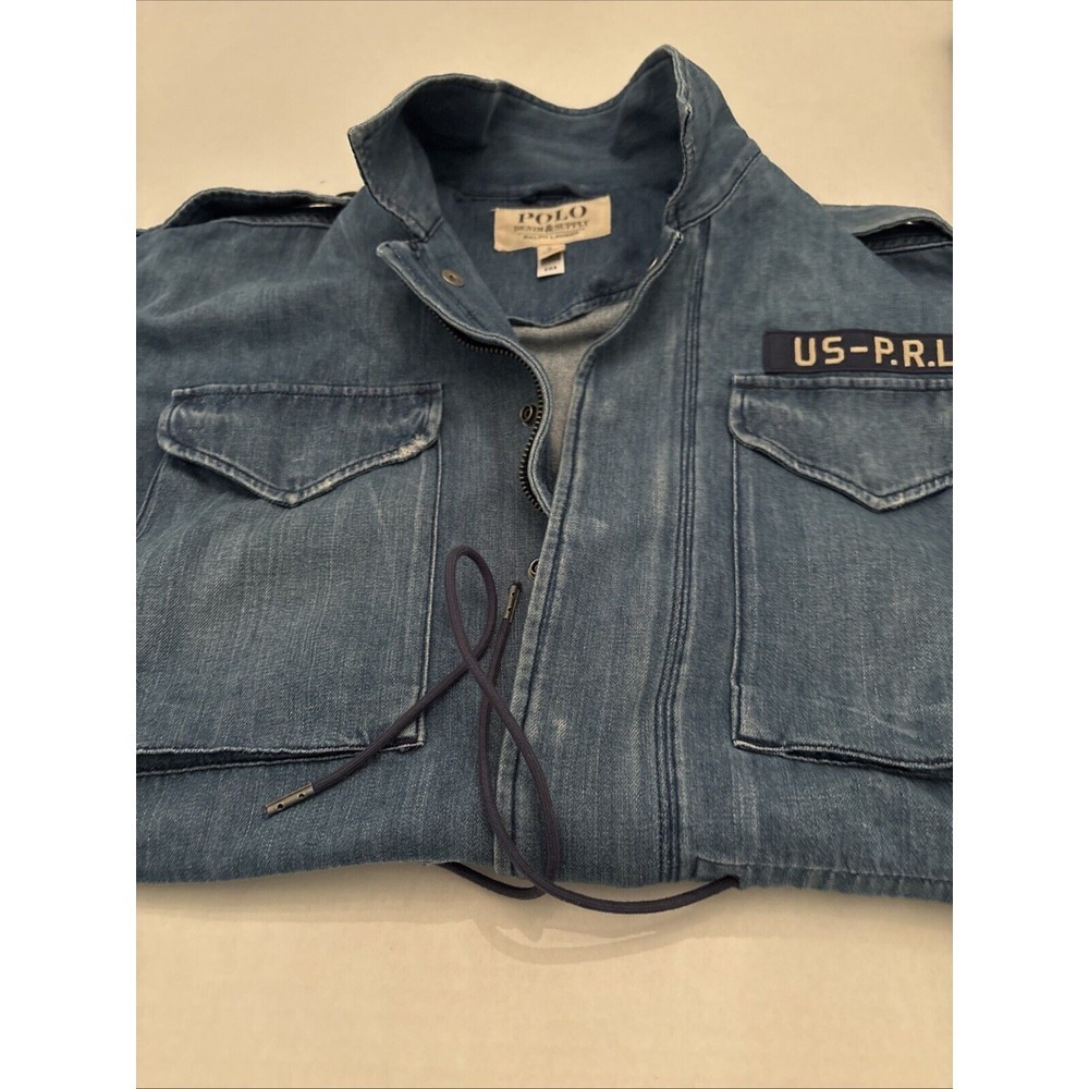 Vintage Polo‎ Ralph Lauren Denim & Supply Men's  Denim Military Jacket MEDIUM - Picture 8 of 8